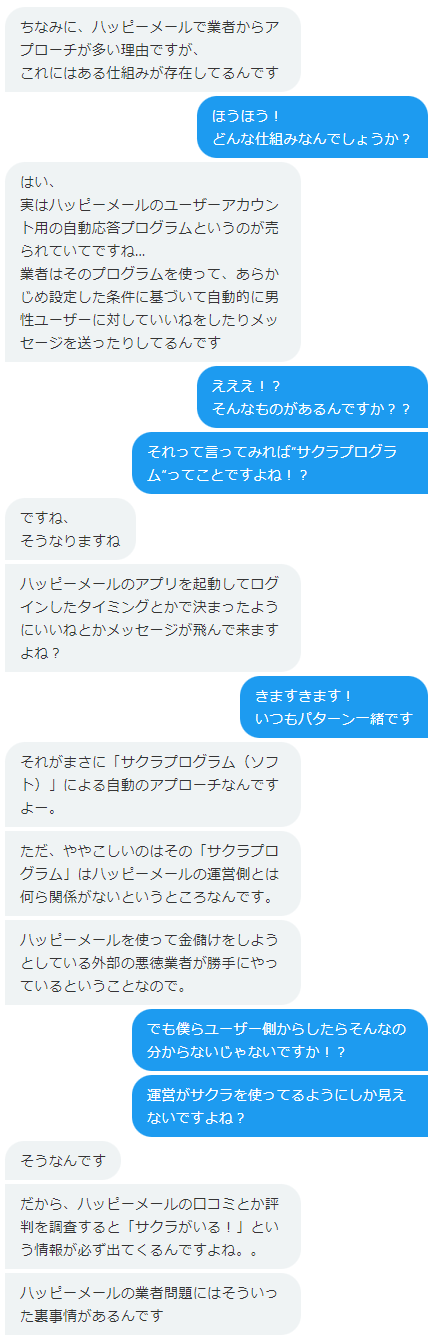 ハッピーメールに詳しいKuboさん(@Kubo_Tatsumi)への聞き取り調査時のやり取り