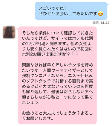 ハッピーメールで遭遇した業者が送ってきたメッセージ内容①