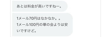 Jメールのポイント料金に関する口コミの聞き取り調査時のやり取り画面